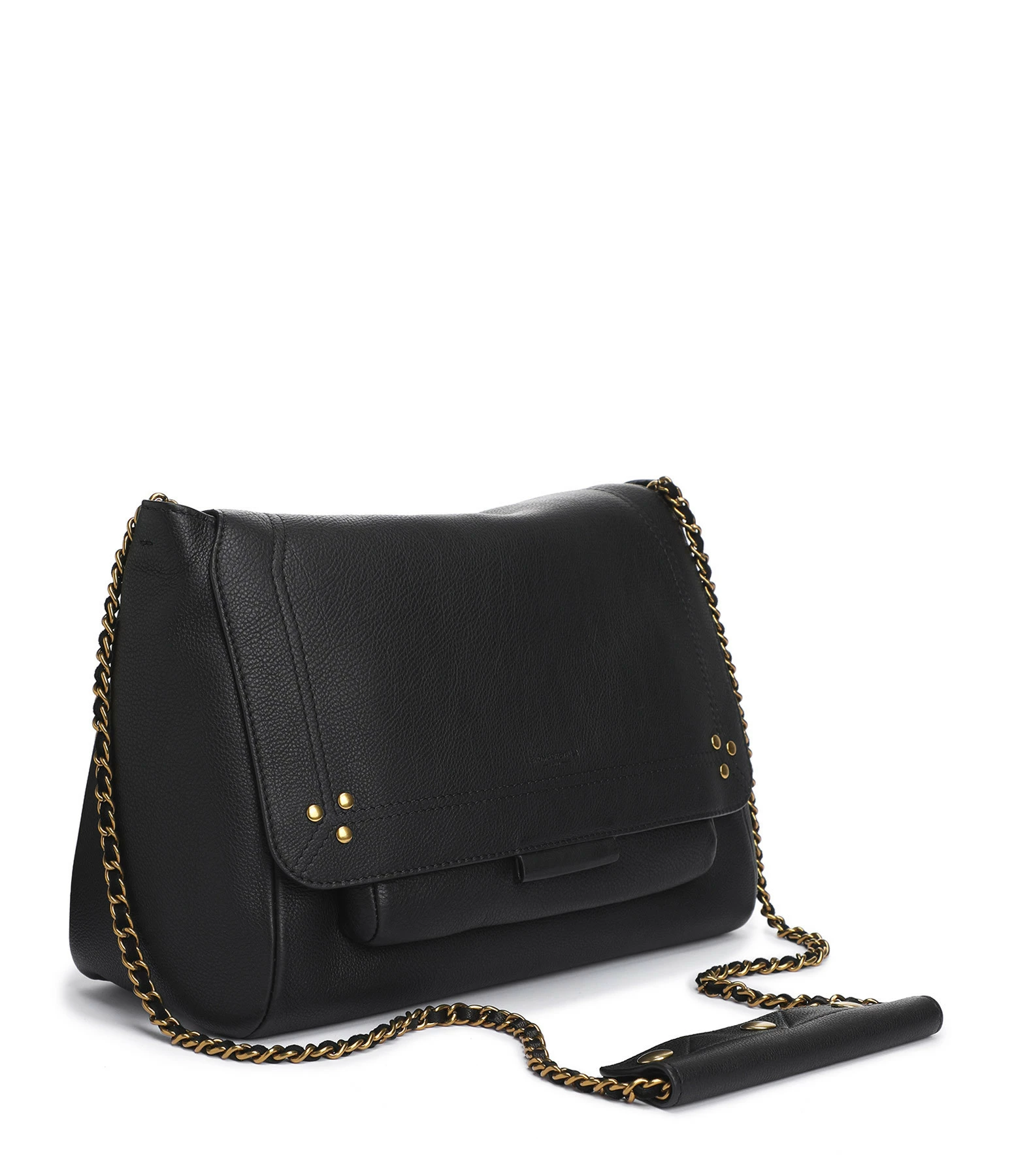 JEROME DREYFUSS Sac Lulu L Cuir Grainé Noir Brass 4 JEROME DREYFUSS Sac Lulu L Cuir Grainé Noir Brass – Image 2