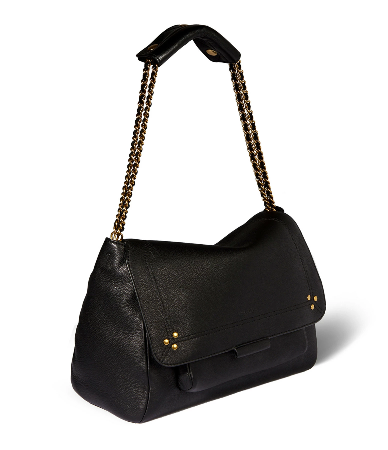 JEROME DREYFUSS Sac Lulu L Cuir Grainé Noir Brass 6 JEROME DREYFUSS Sac Lulu L Cuir Grainé Noir Brass – Image 4