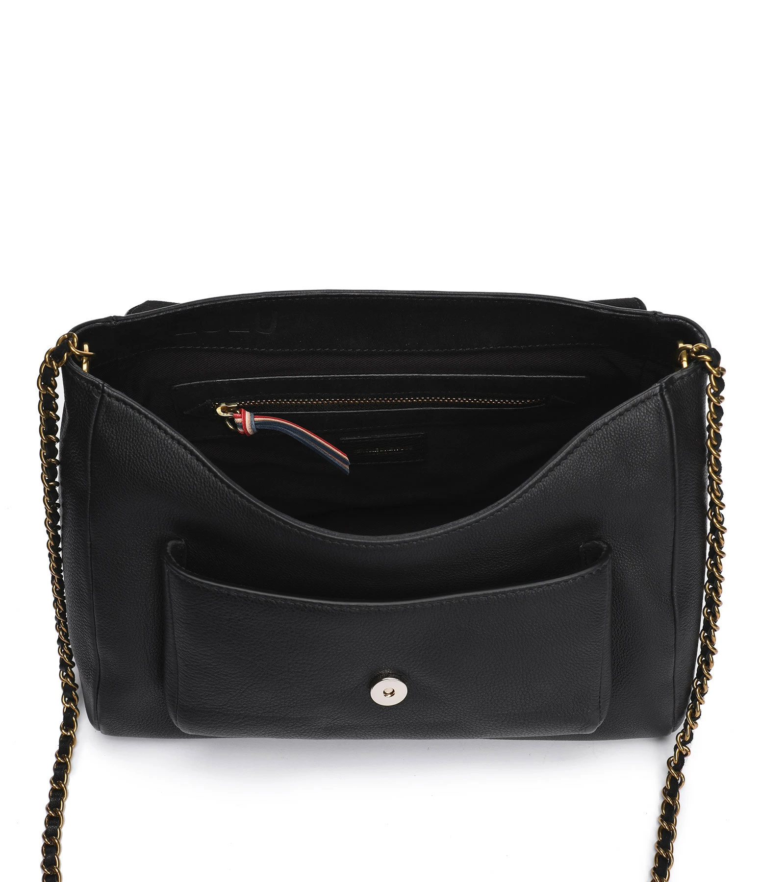 JEROME DREYFUSS Sac Lulu L Cuir Grainé Noir Brass 7 JEROME DREYFUSS Sac Lulu L Cuir Grainé Noir Brass – Image 5