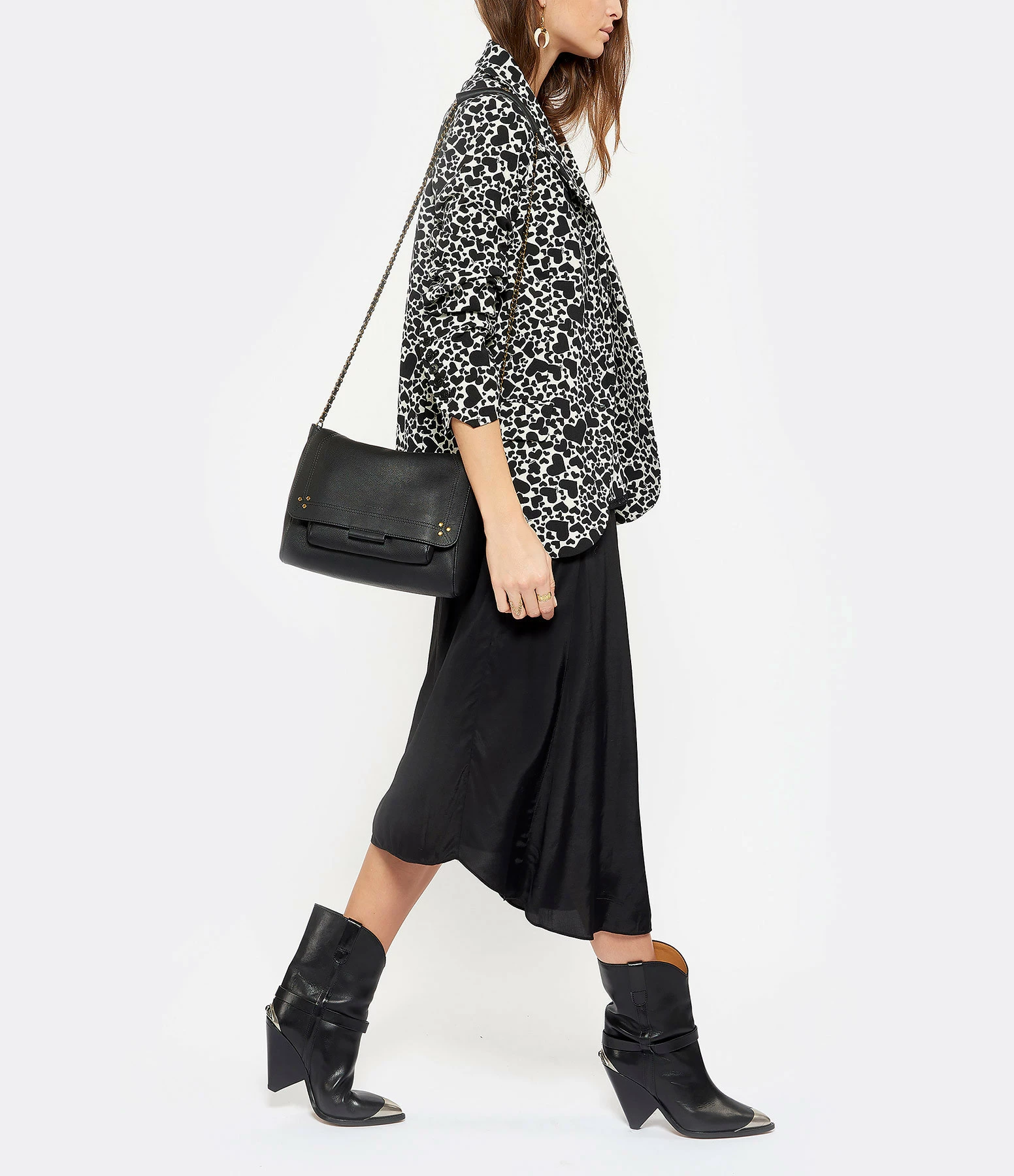 JEROME DREYFUSS Sac Lulu L Cuir Grainé Noir Brass 11 JEROME DREYFUSS Sac Lulu L Cuir Grainé Noir Brass – Image 9