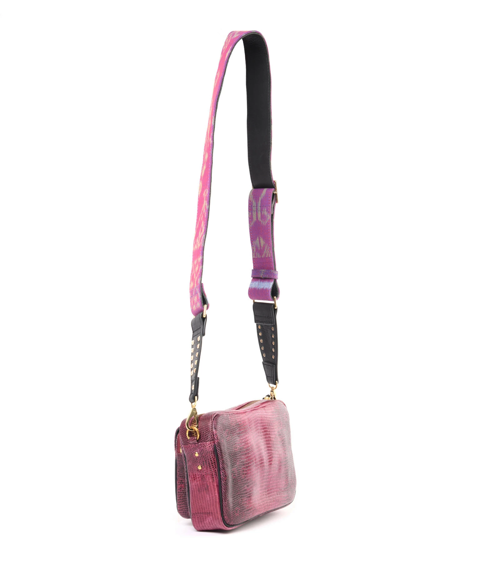 CLARIS VIROT Sac Charly Lézard Endek Violet 4 CLARIS VIROT Sac Charly Lézard Endek Violet – Image 2