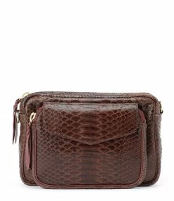 CLARIS VIROT Sac Charly Python Chocolat Endek Bordeaux