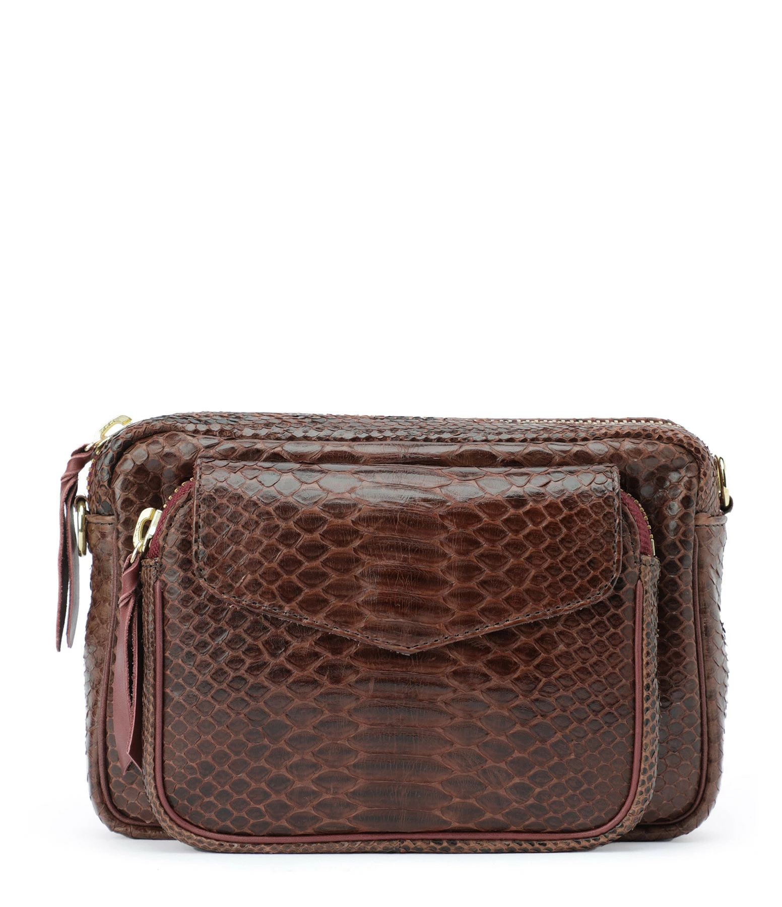 CLARIS VIROT Sac Charly Python Chocolat Endek Bordeaux 3 CLARIS VIROT Sac Charly Python Chocolat Endek Bordeaux
