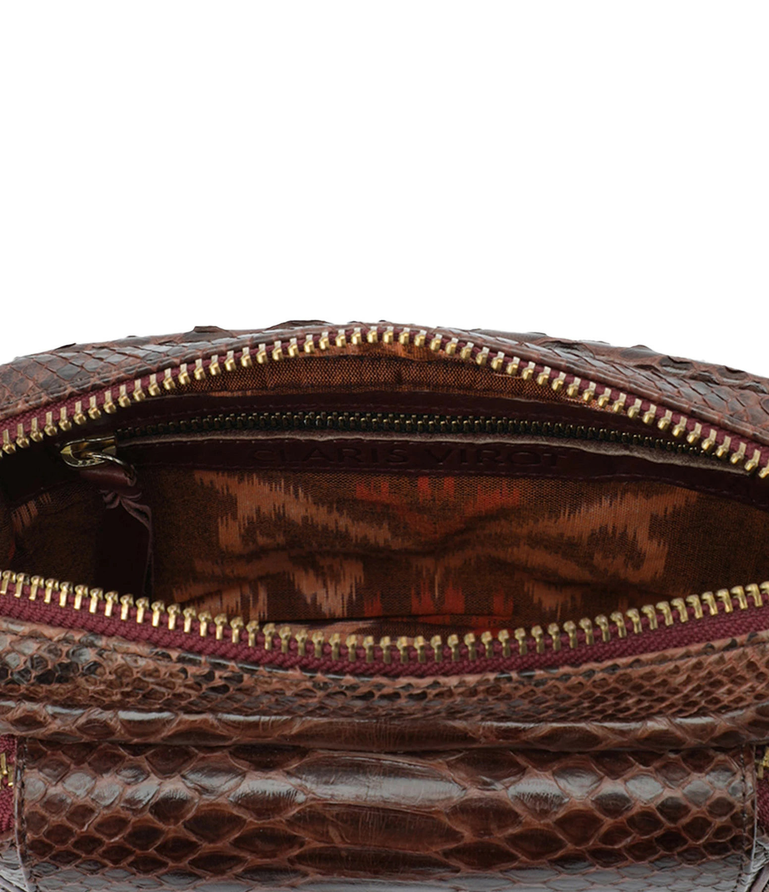 CLARIS VIROT Sac Charly Python Chocolat Endek Bordeaux 5 CLARIS VIROT Sac Charly Python Chocolat Endek Bordeaux – Image 3