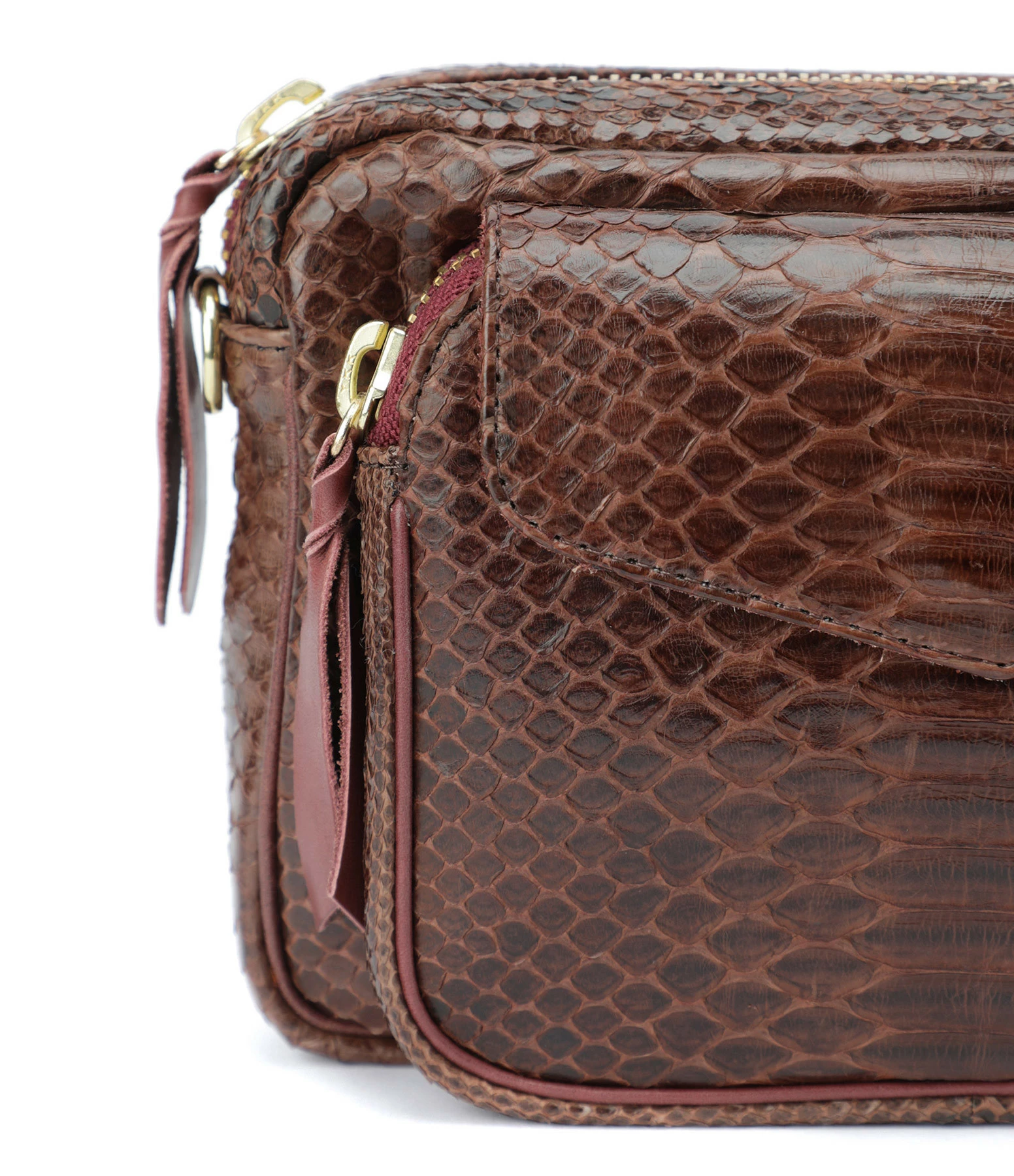 CLARIS VIROT Sac Charly Python Chocolat Endek Bordeaux 6 CLARIS VIROT Sac Charly Python Chocolat Endek Bordeaux – Image 4