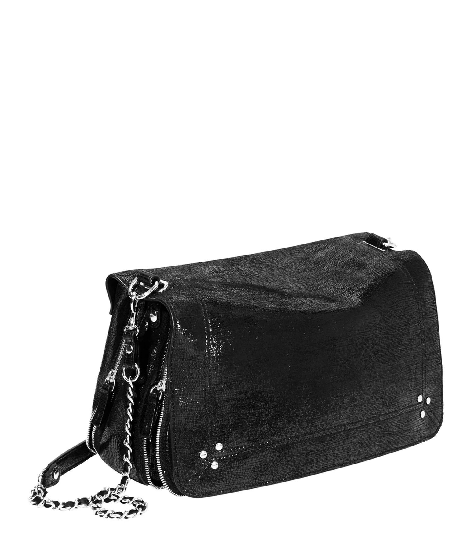 JEROME DREYFUSS Sac Bobi L Cuir Lamé Noir 4 JEROME DREYFUSS Sac Bobi L Cuir Lamé Noir – Image 2