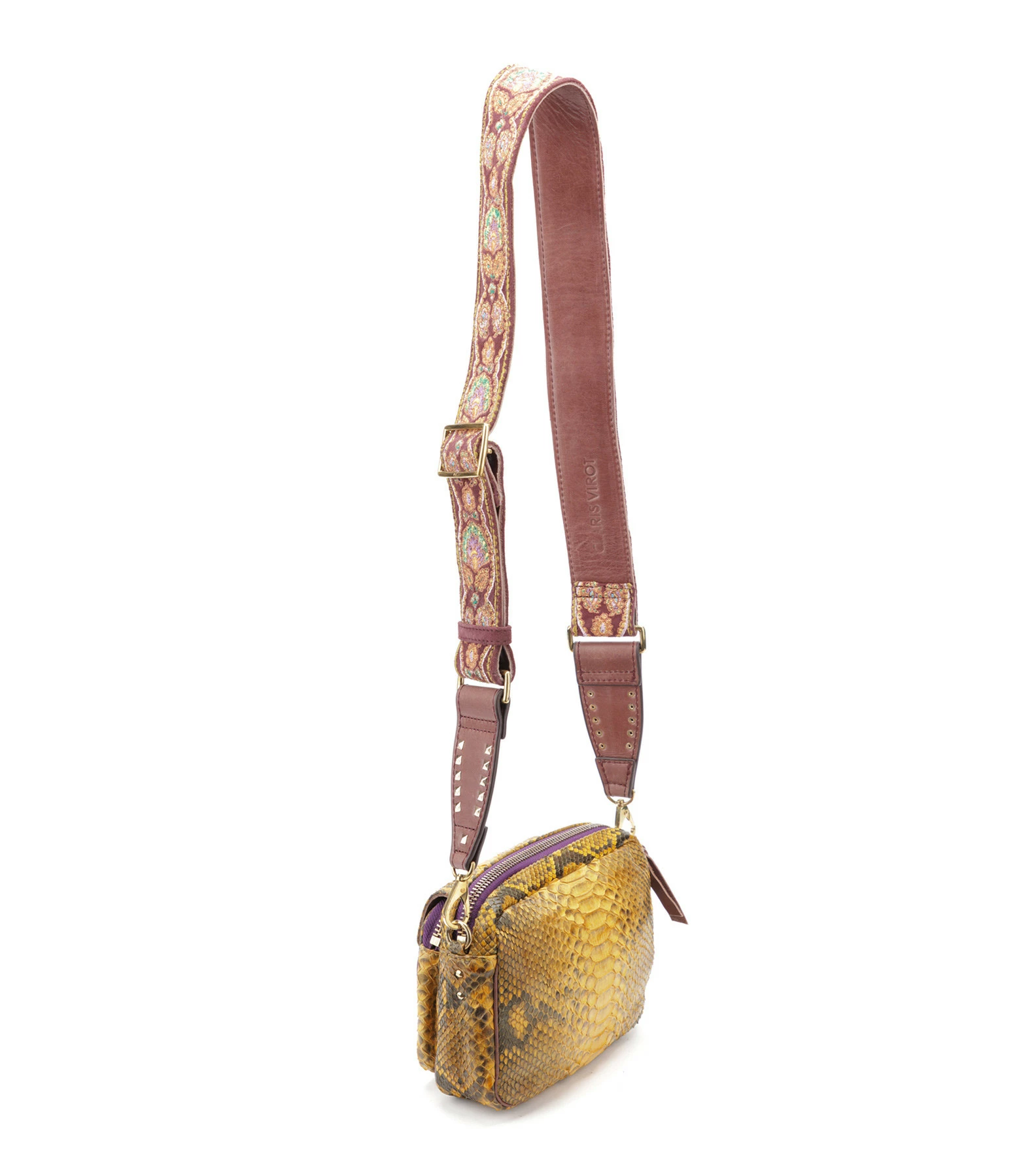 CLARIS VIROT Sac Charly Python Safran 4 CLARIS VIROT Sac Charly Python Safran – Image 2