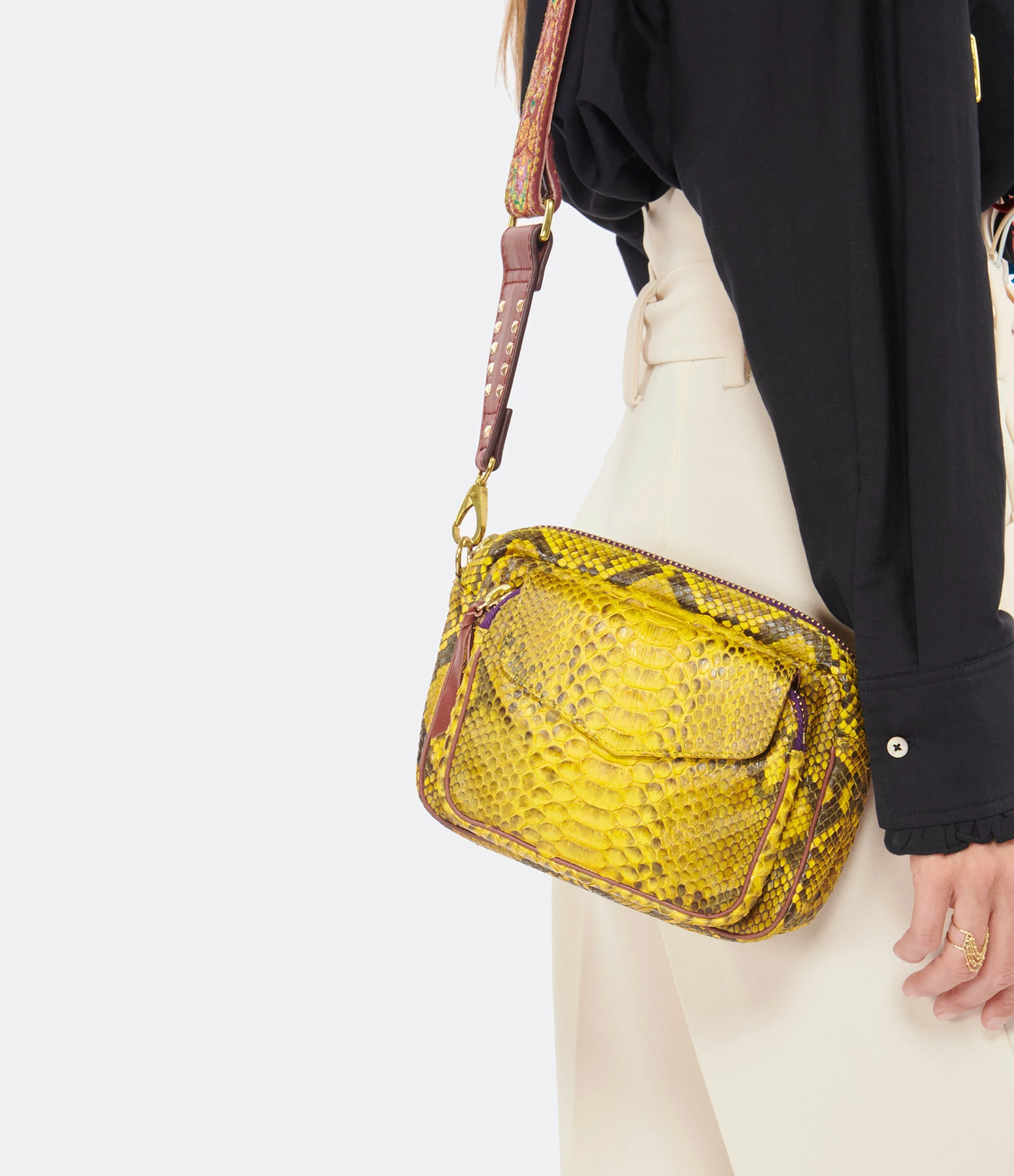 CLARIS VIROT Sac Charly Python Safran 6 CLARIS VIROT Sac Charly Python Safran – Image 4