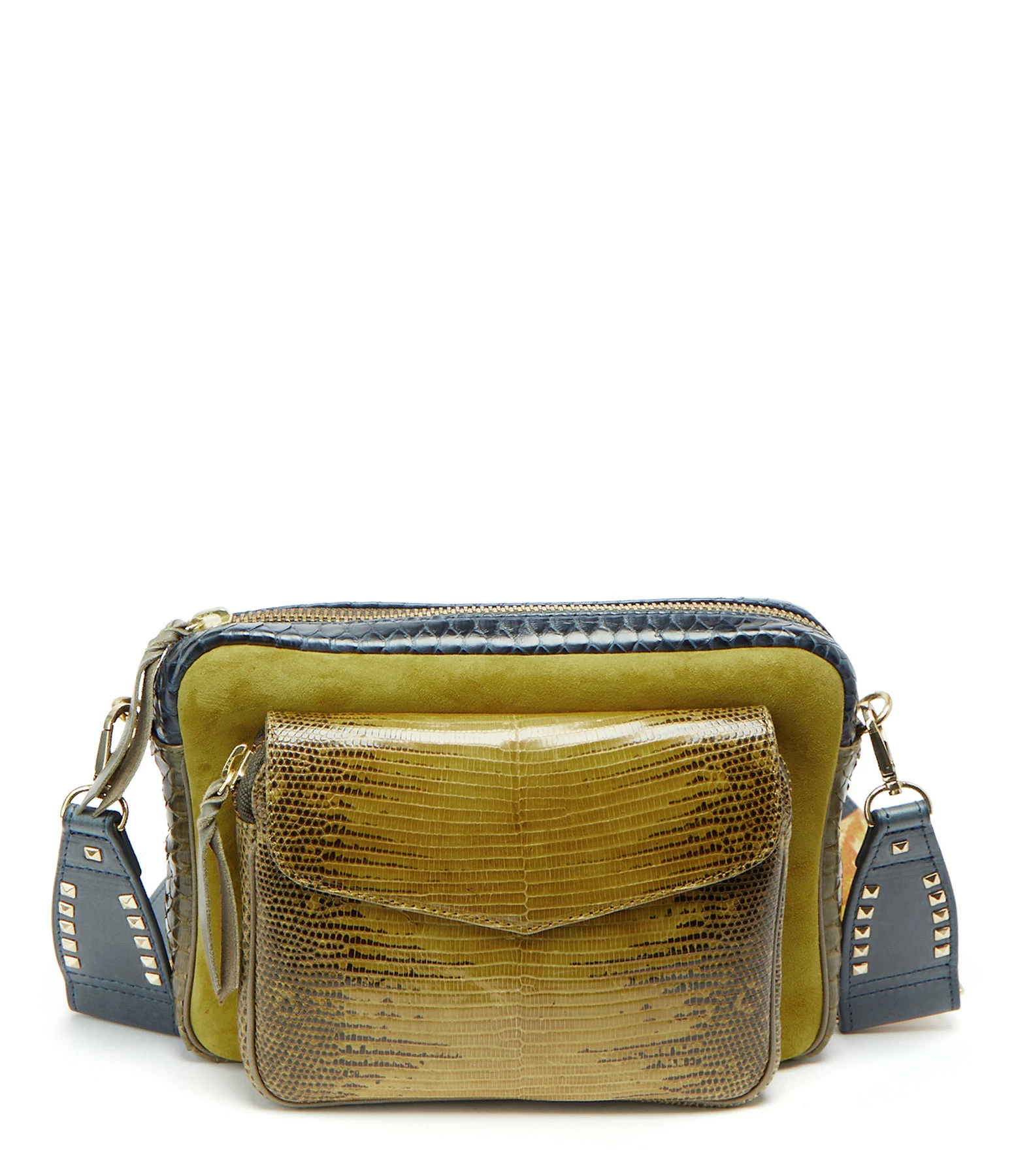 CLARIS VIROT Sac Big Charly Lézard Python Navy Kaki Moutarde 3 CLARIS VIROT Sac Big Charly Lézard Python Navy Kaki Moutarde