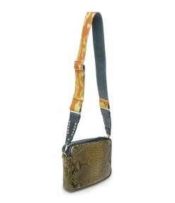 Alternative view of CLARIS VIROT Sac Big Charly Lézard Python Navy Kaki Moutarde