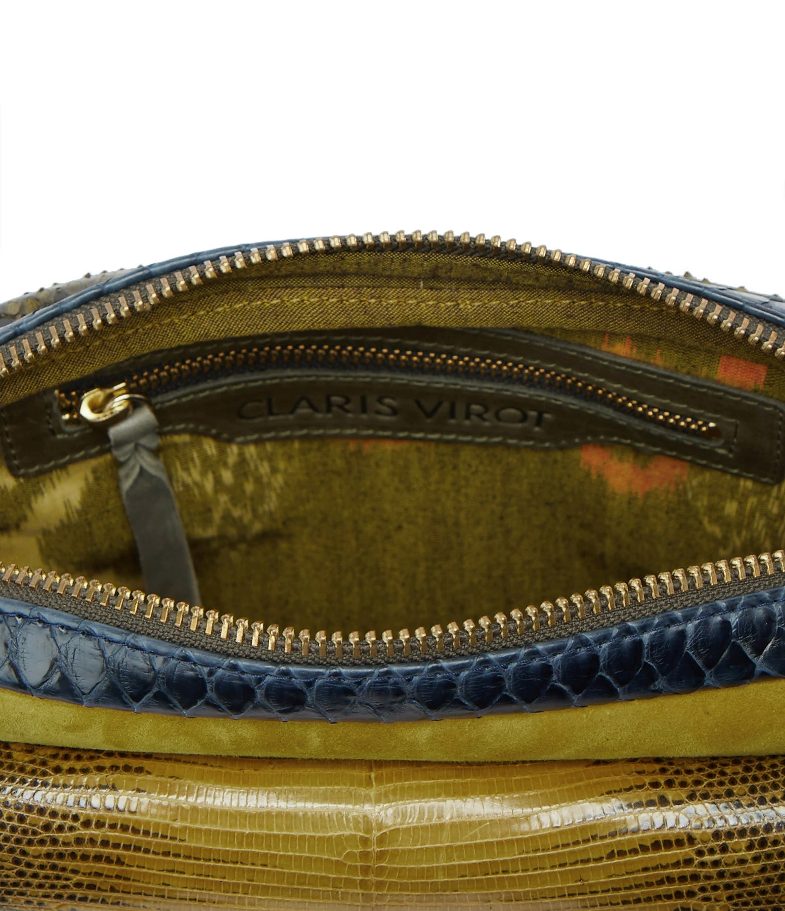 CLARIS VIROT Sac Big Charly Lézard Python Navy Kaki Moutarde 5 CLARIS VIROT Sac Big Charly Lézard Python Navy Kaki Moutarde – Image 3