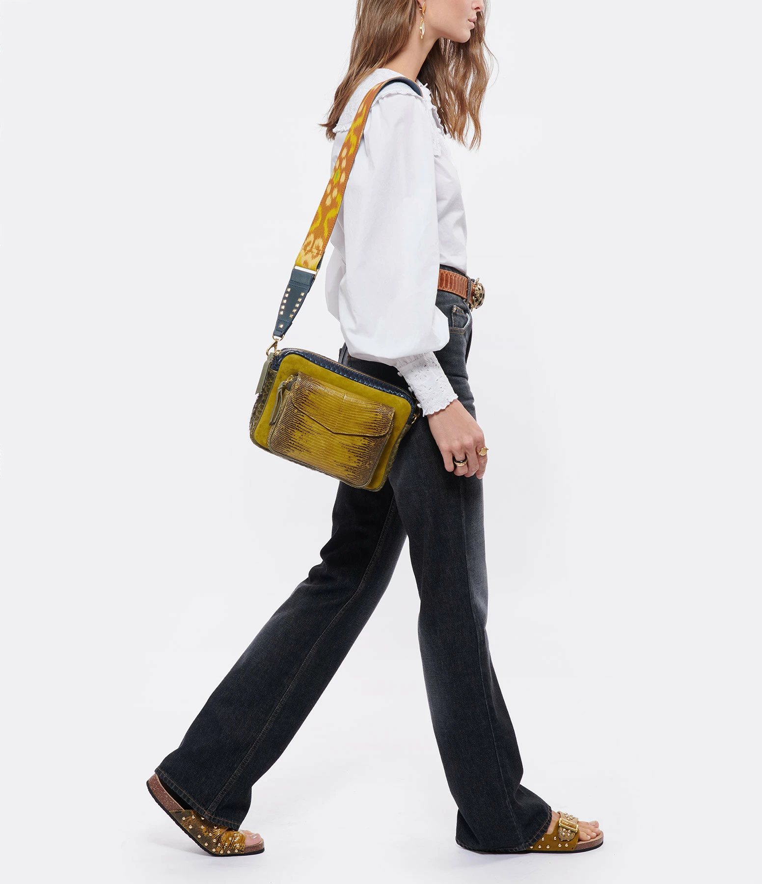 CLARIS VIROT Sac Big Charly Lézard Python Navy Kaki Moutarde 8 CLARIS VIROT Sac Big Charly Lézard Python Navy Kaki Moutarde – Image 6