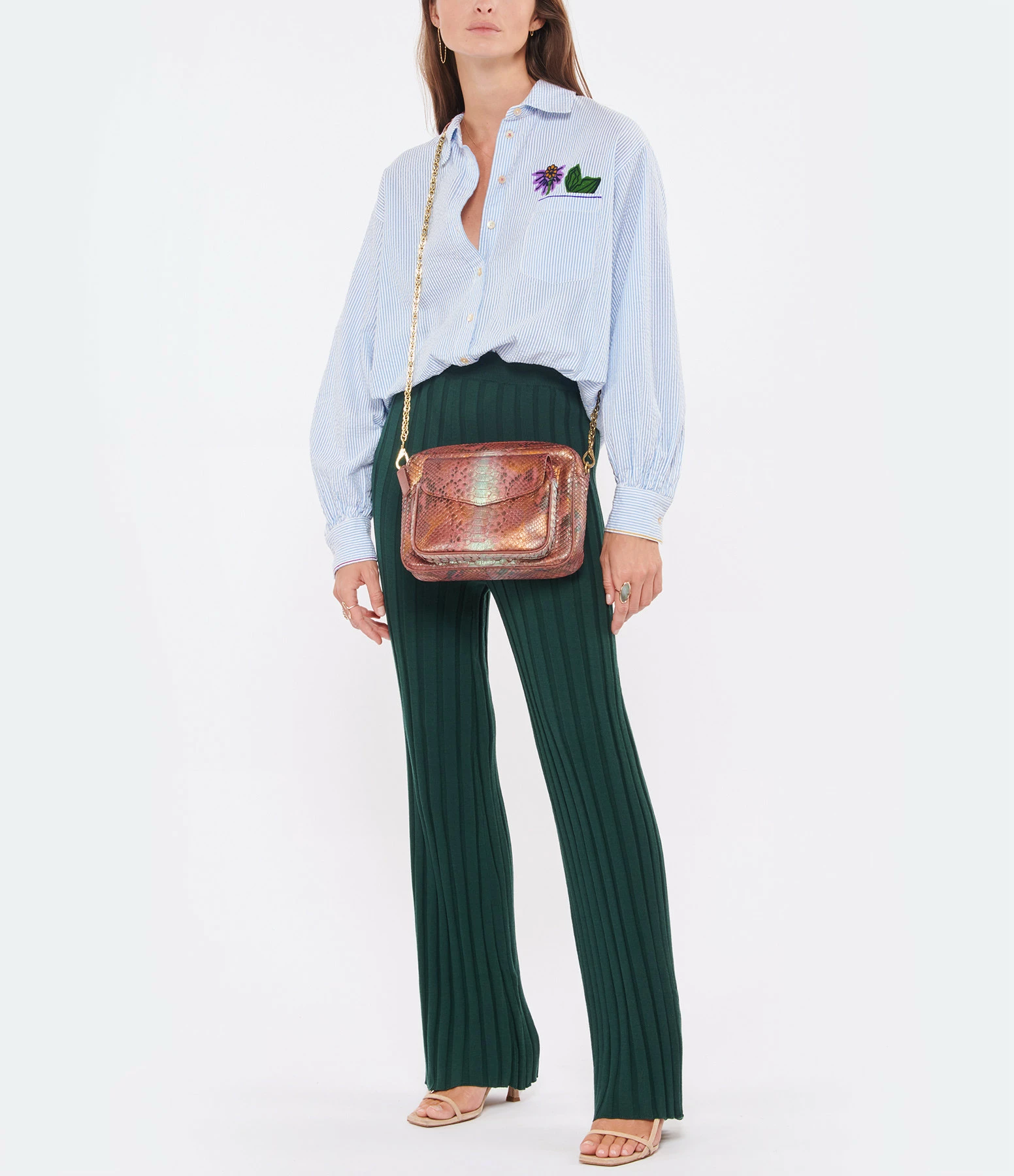 CLARIS VIROT Sac Big Charly Python Cuivre 7 CLARIS VIROT Sac Big Charly Python Cuivre – Image 5