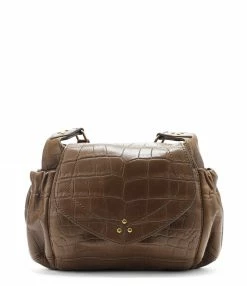 JEROME DREYFUSS Sac Helmut S Cuir Croco Kaki
