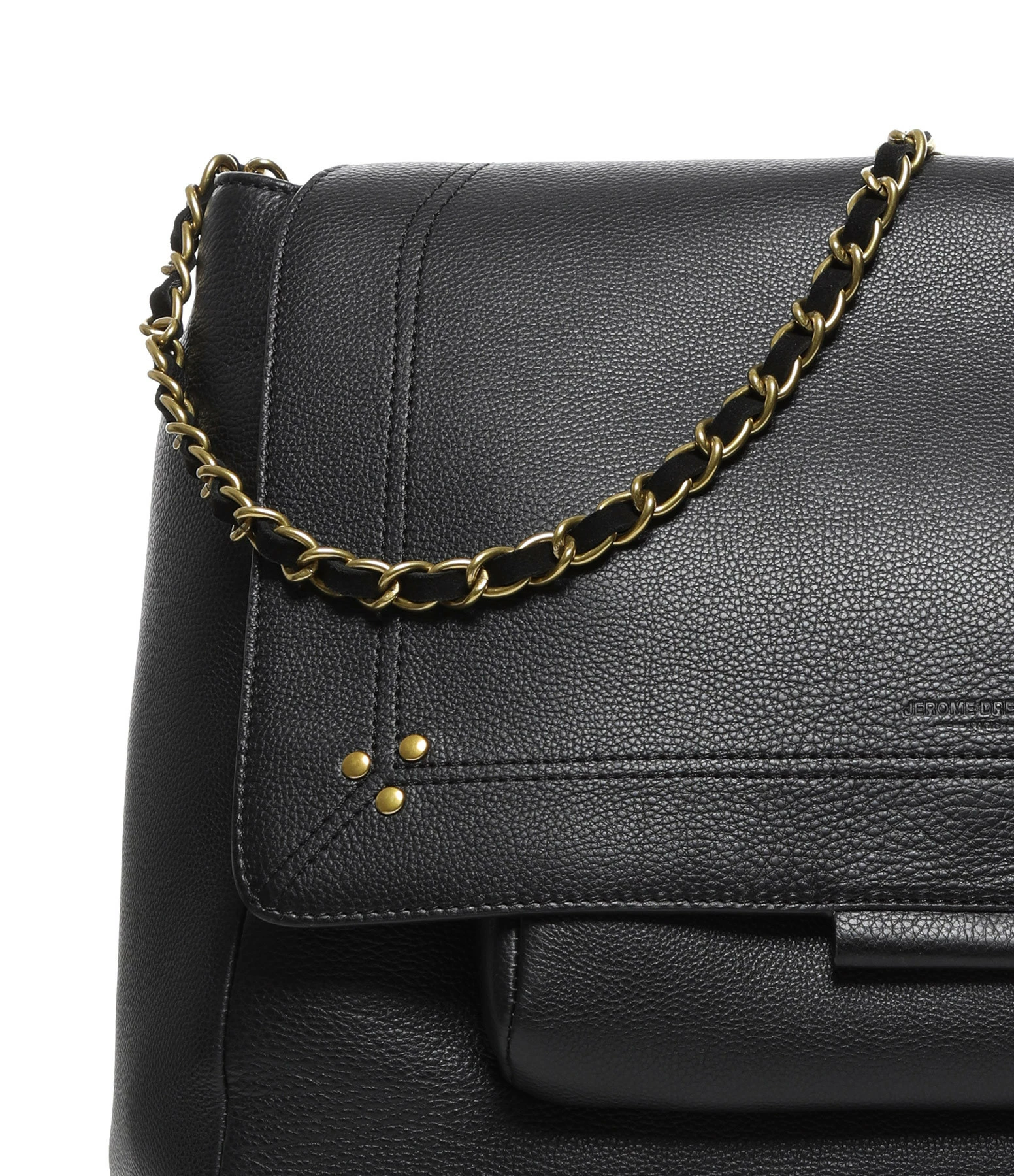 JEROME DREYFUSS Sac Lulu XL Cuir Noir Brass 7 JEROME DREYFUSS Sac Lulu XL Cuir Noir Brass – Image 5