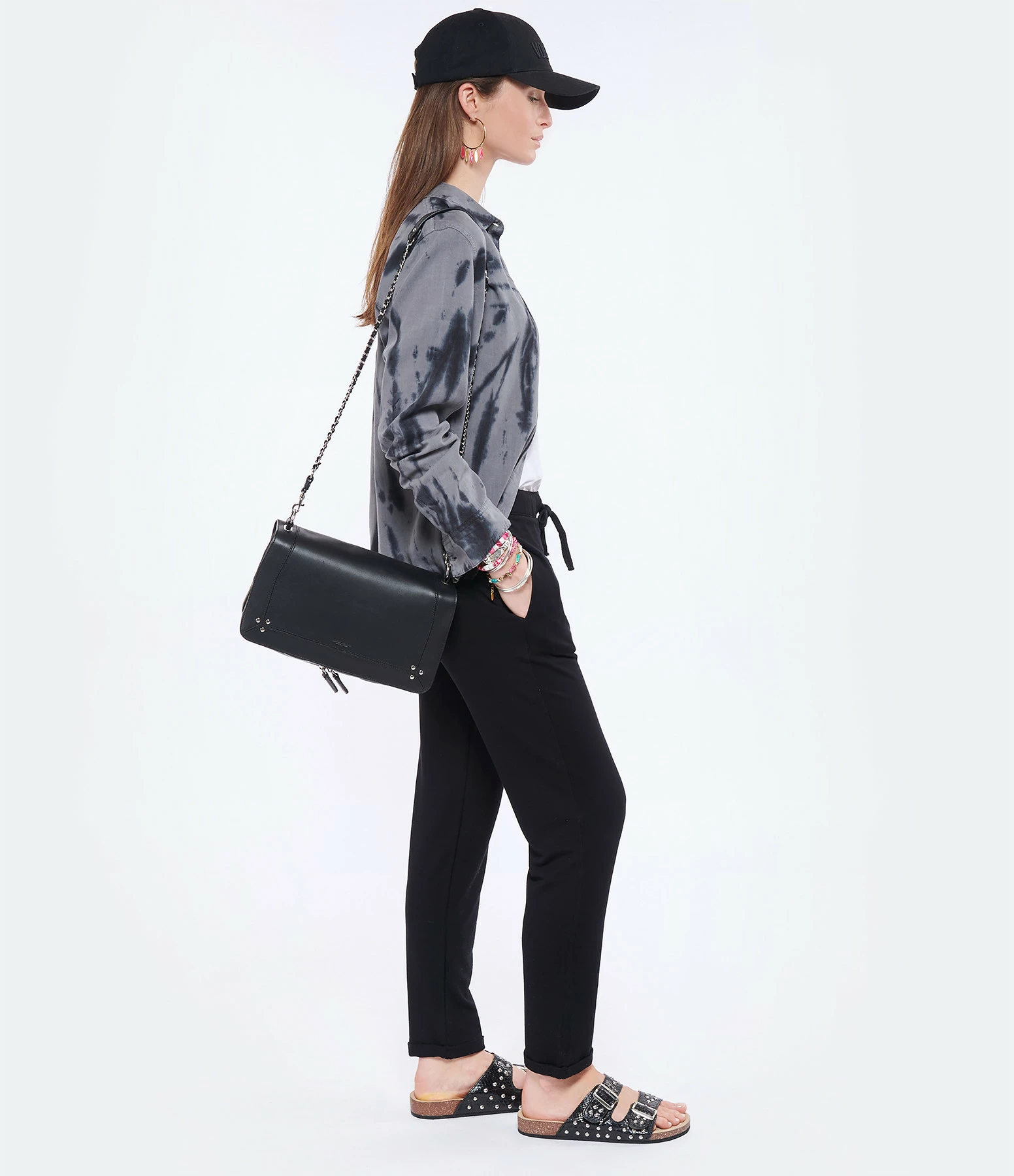 JEROME DREYFUSS Sac Bobi L Cuir Noir Silver 7 JEROME DREYFUSS Sac Bobi L Cuir Noir Silver – Image 5