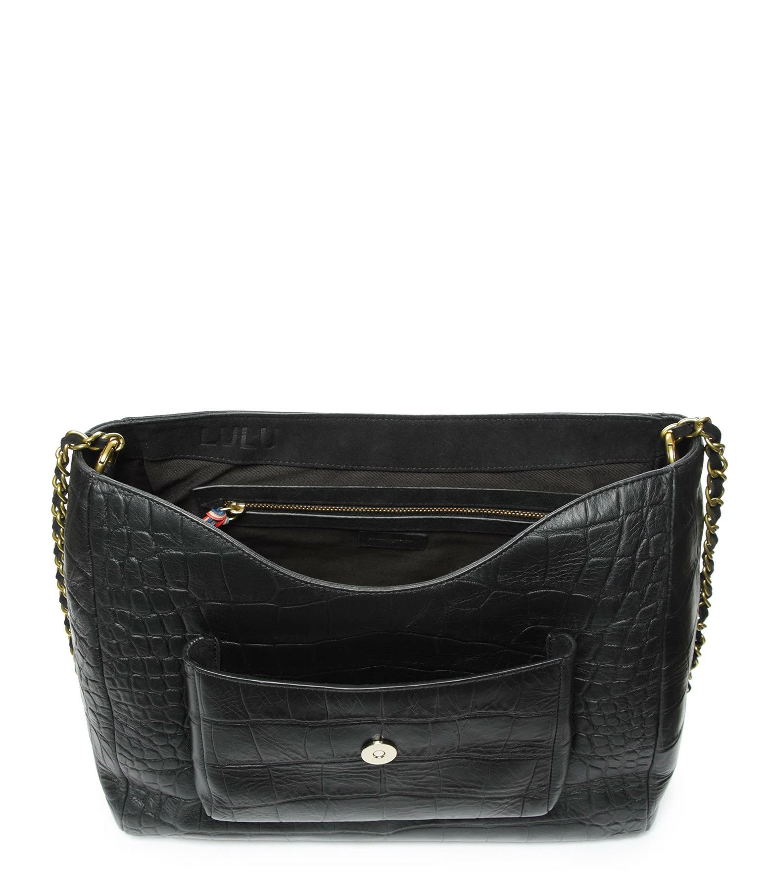 JEROME DREYFUSS Sac Lulu XL Cuir Croco Noir 6 JEROME DREYFUSS Sac Lulu XL Cuir Croco Noir – Image 4