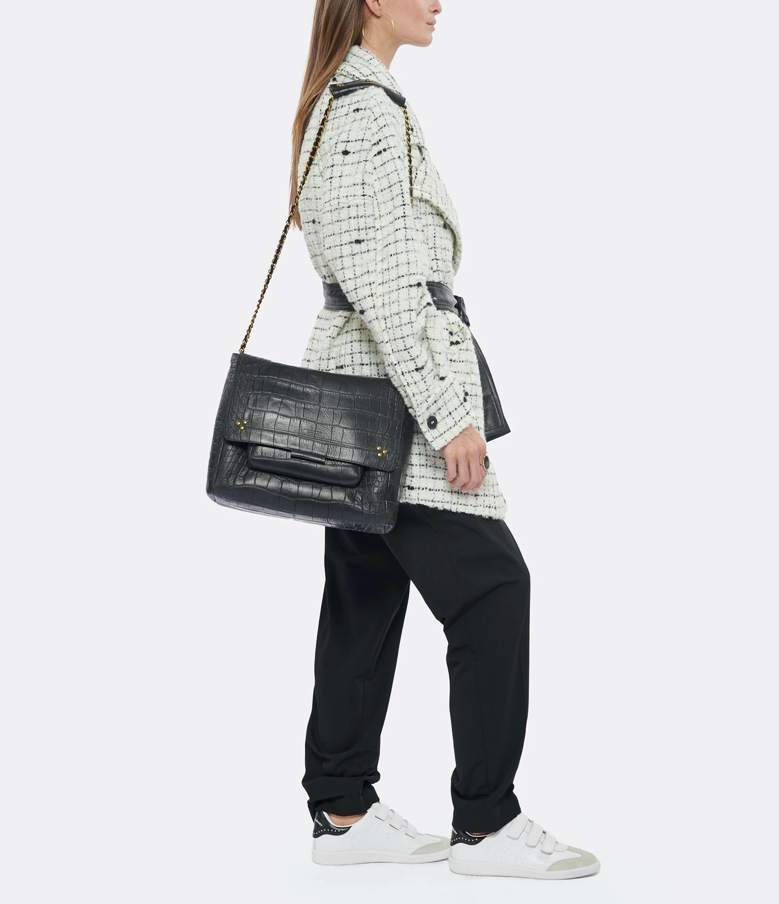 JEROME DREYFUSS Sac Lulu XL Cuir Croco Noir 9 JEROME DREYFUSS Sac Lulu XL Cuir Croco Noir – Image 7