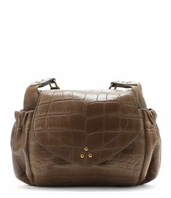 JEROME DREYFUSS Sac Helmut M Cuir Croco Kaki