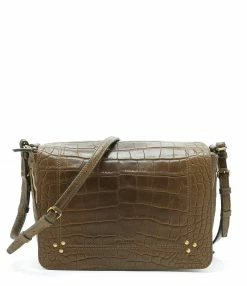 JEROME DREYFUSS Sac Igor Cuir Croco Kaki