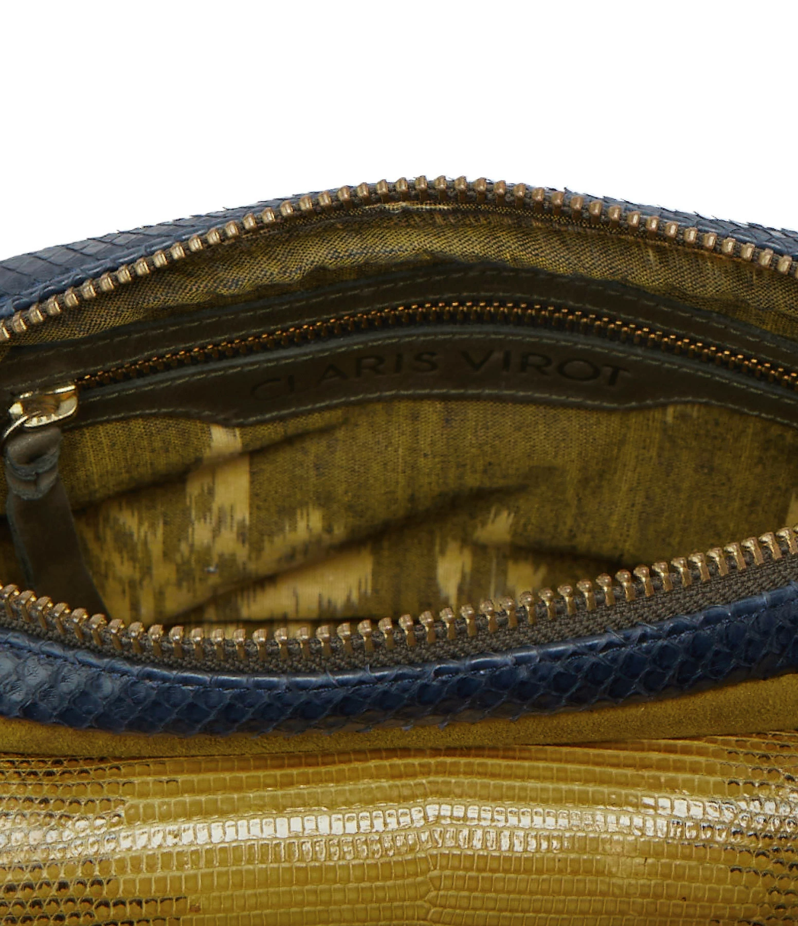 CLARIS VIROT Sac Charly Lézard Python Navy Kaki Moutarde 5 CLARIS VIROT Sac Charly Lézard Python Navy Kaki Moutarde – Image 3