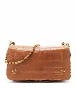JEROME DREYFUSS Sac Bobi Cuir Croco Whisky
