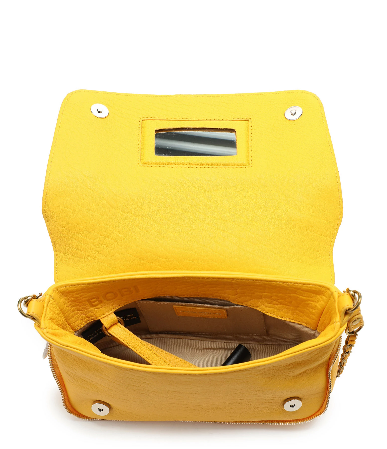 JEROME DREYFUSS Sac Bobi S Cuir Bubble Jaune Tournesol 5 JEROME DREYFUSS Sac Bobi S Cuir Bubble Jaune Tournesol – Image 3