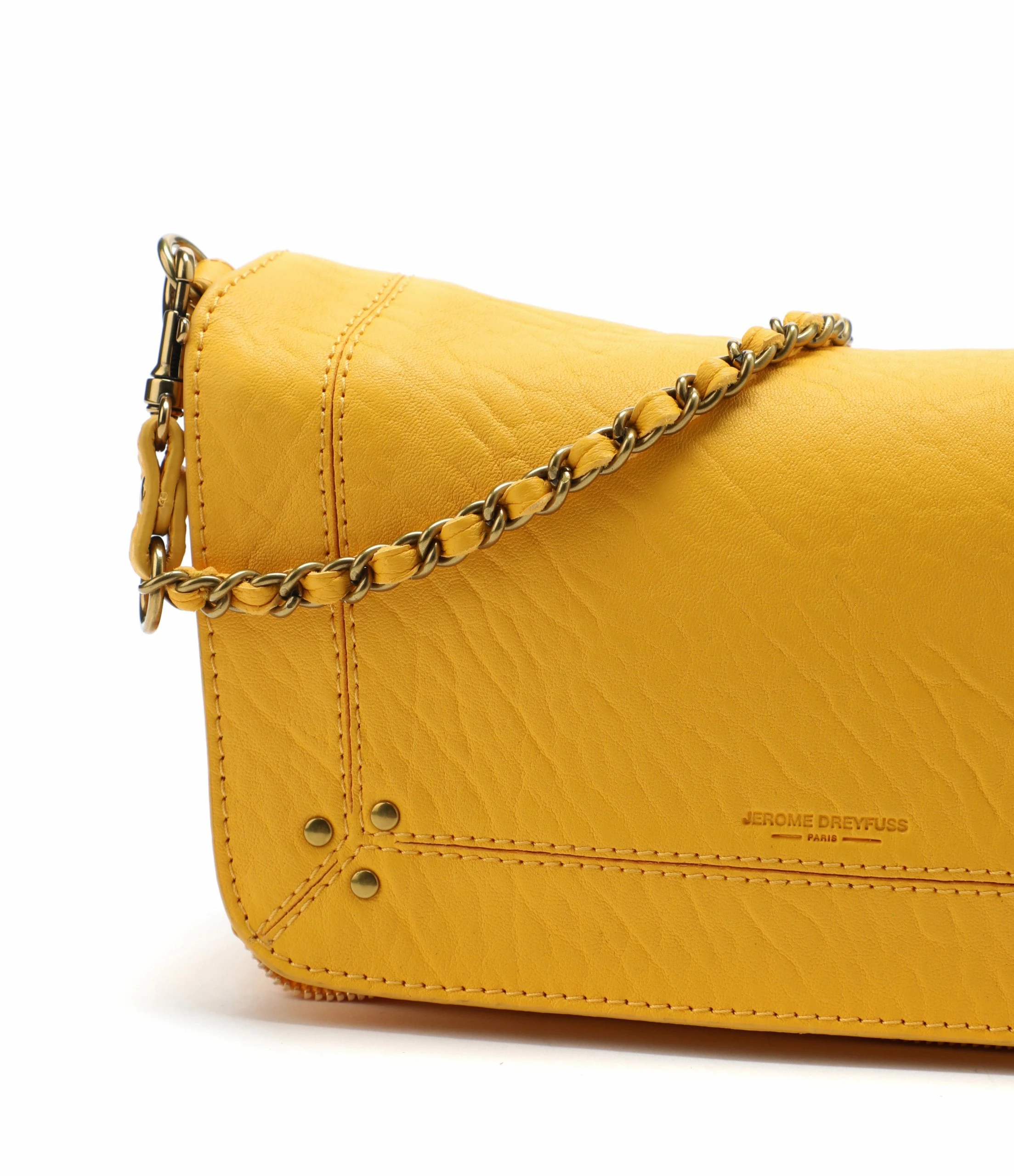 JEROME DREYFUSS Sac Bobi S Cuir Bubble Jaune Tournesol 6 JEROME DREYFUSS Sac Bobi S Cuir Bubble Jaune Tournesol – Image 4