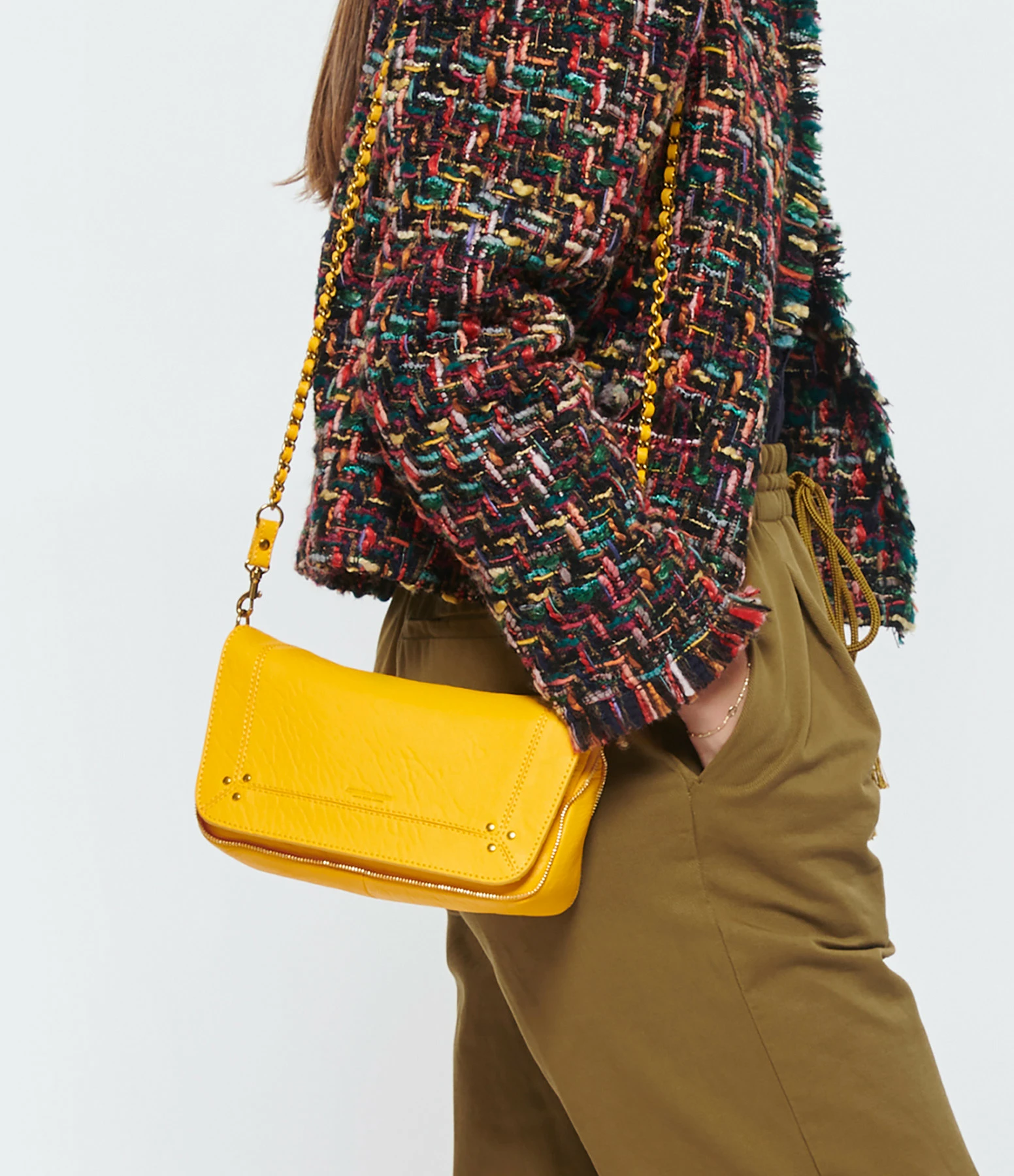 JEROME DREYFUSS Sac Bobi S Cuir Bubble Jaune Tournesol 7 JEROME DREYFUSS Sac Bobi S Cuir Bubble Jaune Tournesol – Image 5