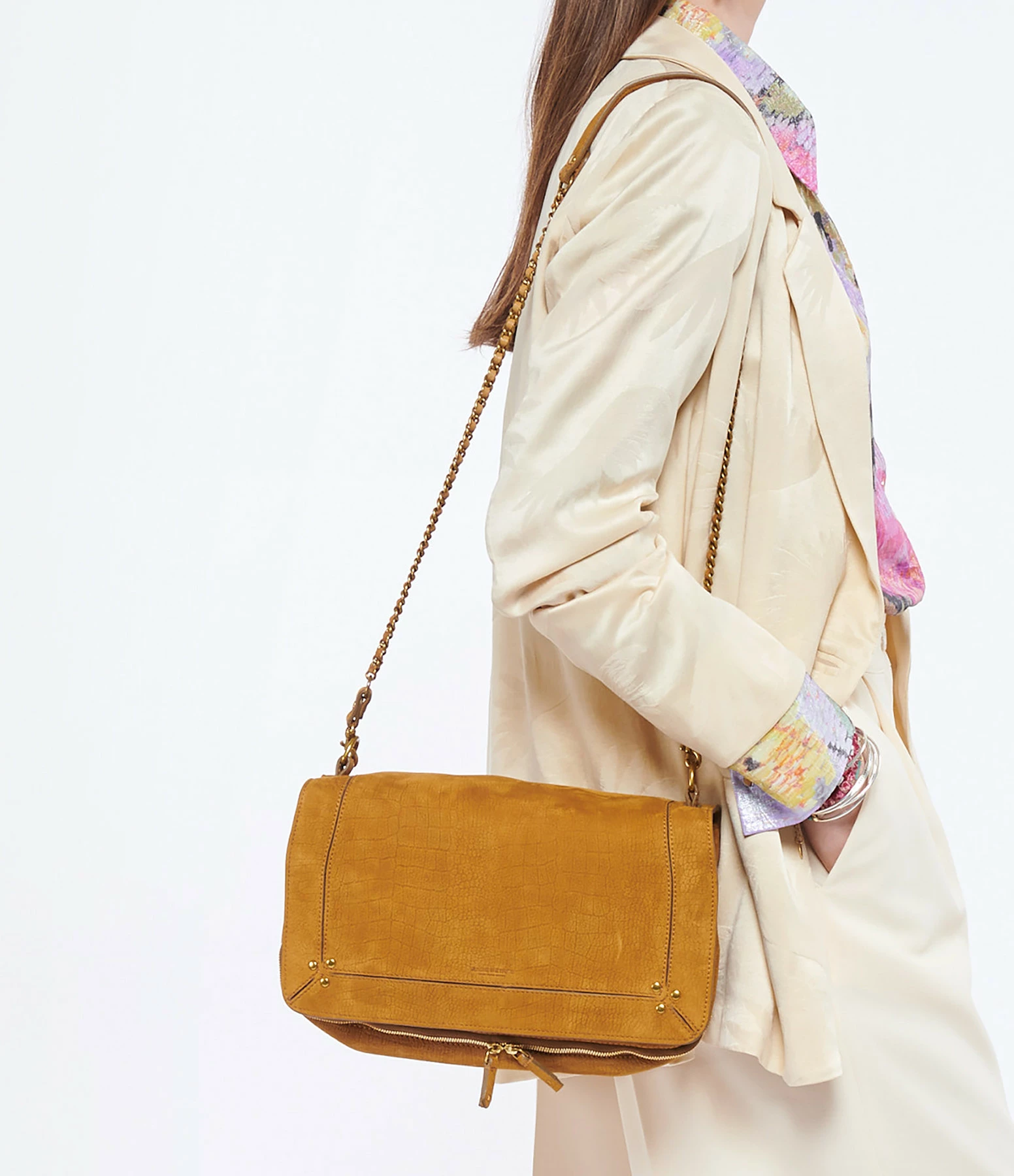 JEROME DREYFUSS Sac Bobi L Cuir Suédé Croco Lion 8 JEROME DREYFUSS Sac Bobi L Cuir Suédé Croco Lion – Image 6