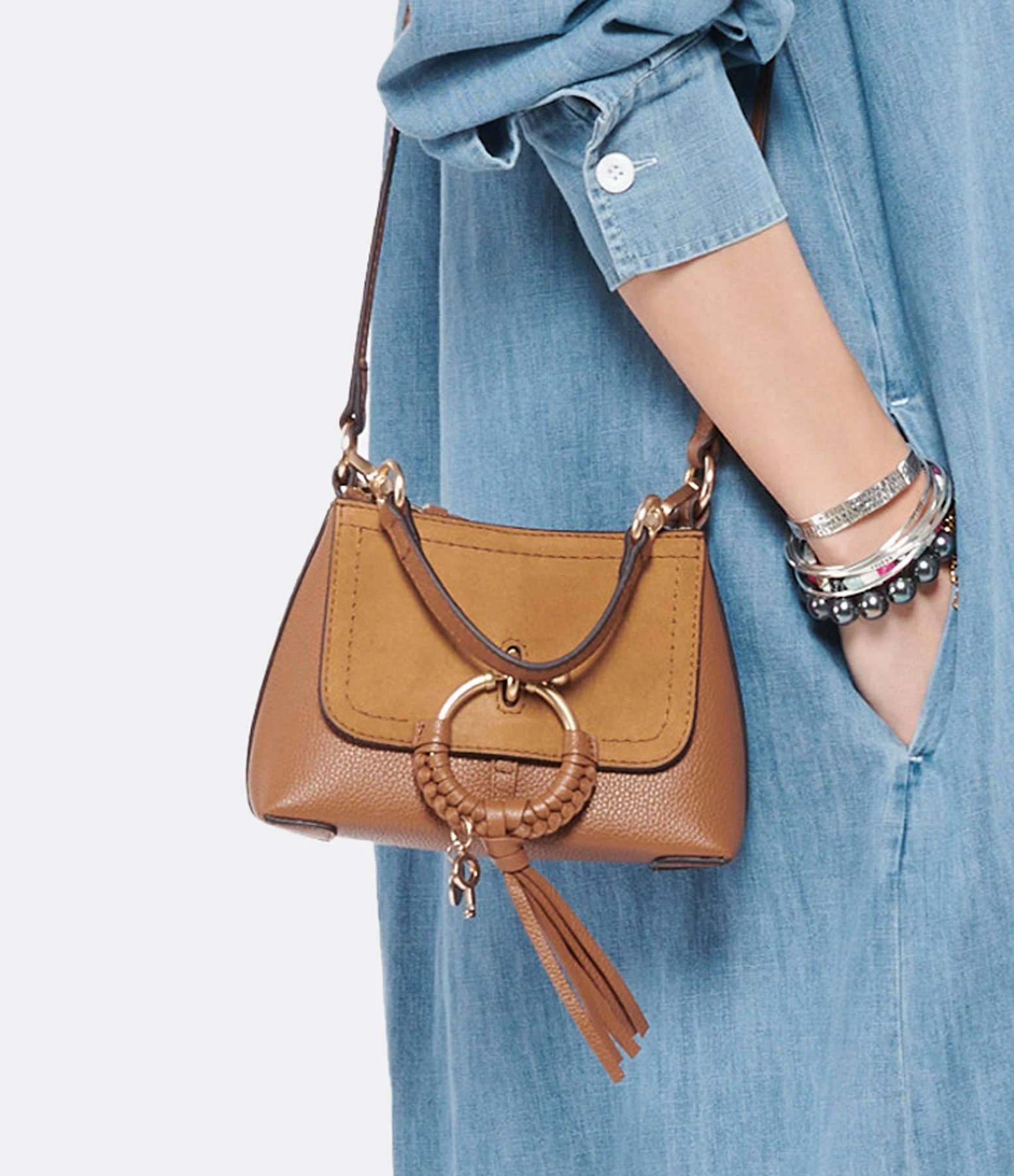SEE BY CHLOE Sac Joan Mini Double Cuir Caramel 7 SEE BY CHLOE Sac Joan Mini Double Cuir Caramel – Image 5