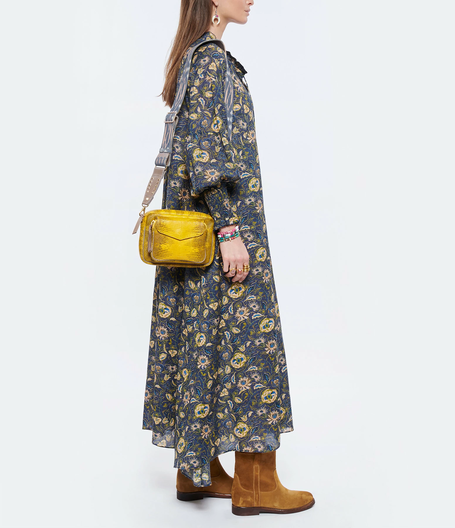 CLARIS VIROT Sac Charly Lézard Jaune Endek 8 CLARIS VIROT Sac Charly Lézard Jaune Endek – Image 6