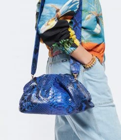 SISTA PARIS Sac Big Uniq Cuir Souple Python Bleu -jerome dreyfuss shop unnamed file 1937