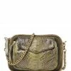 CLARIS VIROT Sac Charly Python Kaki Doré Suédé -jerome dreyfuss shop unnamed file 1940