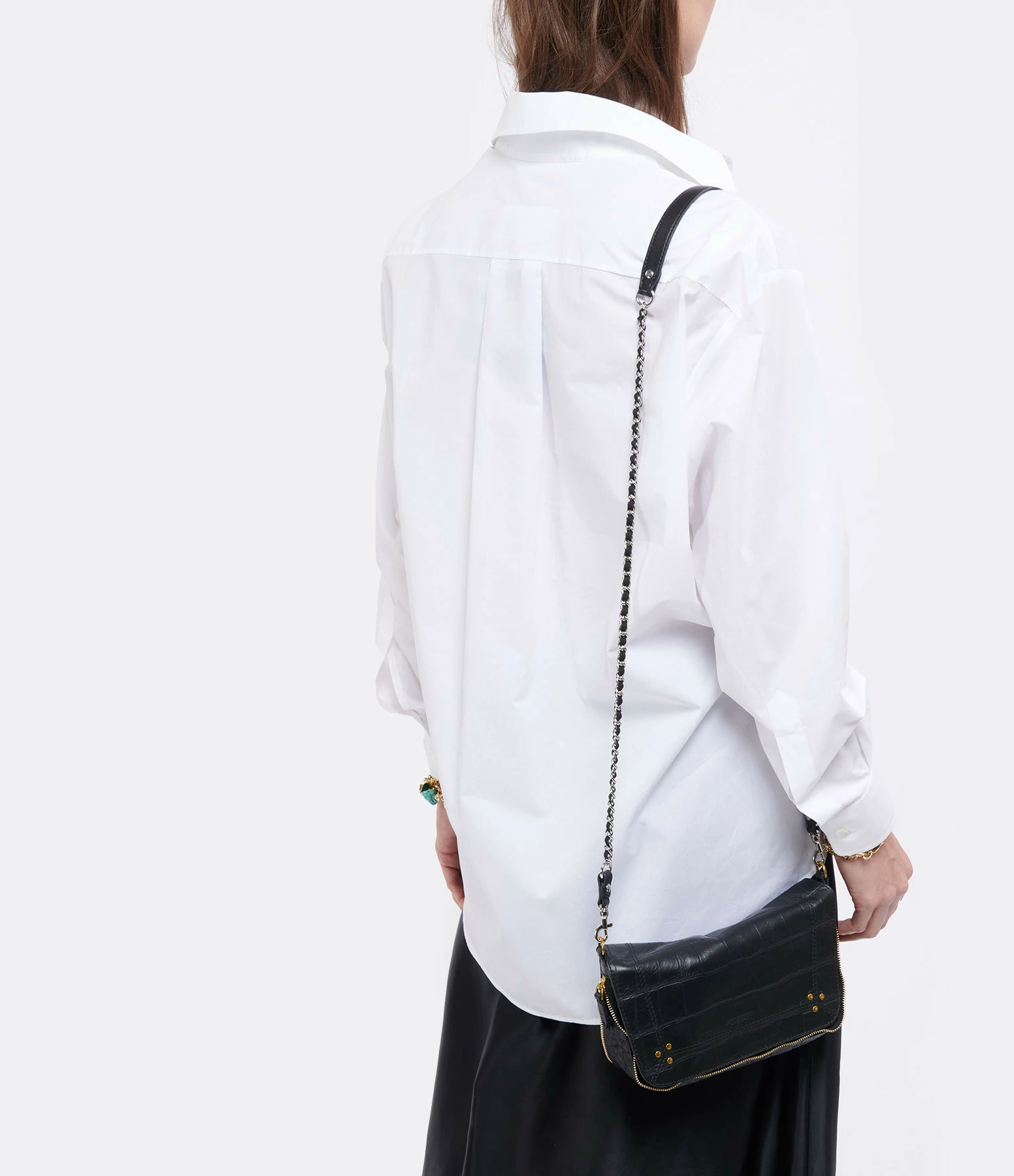 JEROME DREYFUSS Bandoulière Chaîne Cuir Agneau Chèvre Noir Silver 5 JEROME DREYFUSS Bandoulière Chaîne Cuir Agneau Chèvre Noir Silver – Image 3