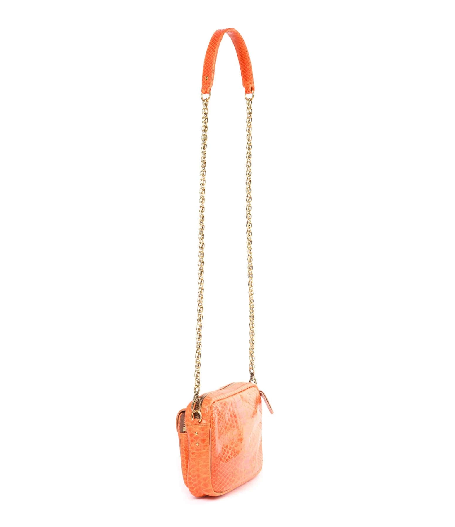 CLARIS VIROT Sac Charly Python Orange 4 CLARIS VIROT Sac Charly Python Orange – Image 2