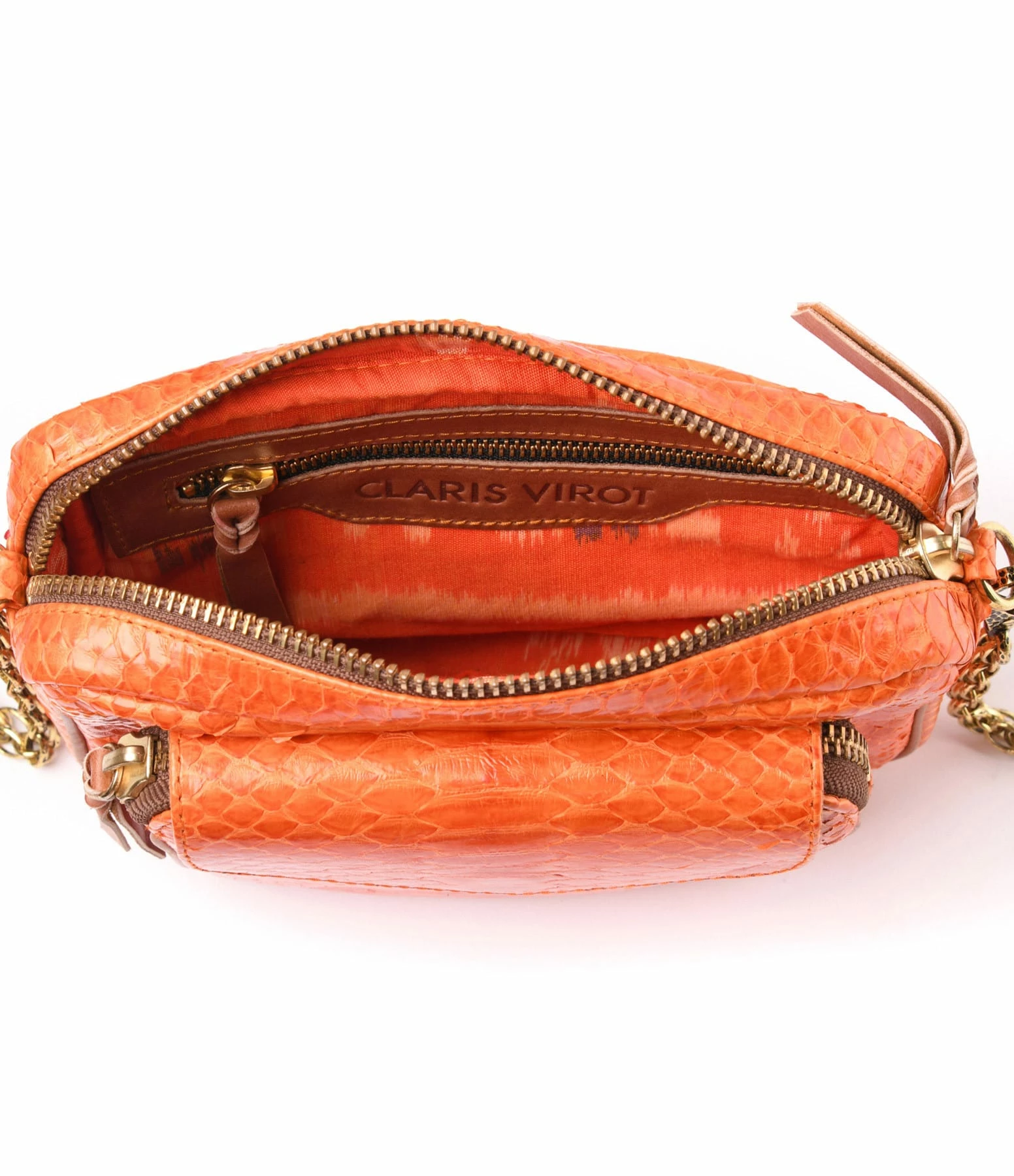 CLARIS VIROT Sac Charly Python Orange 5 CLARIS VIROT Sac Charly Python Orange – Image 3