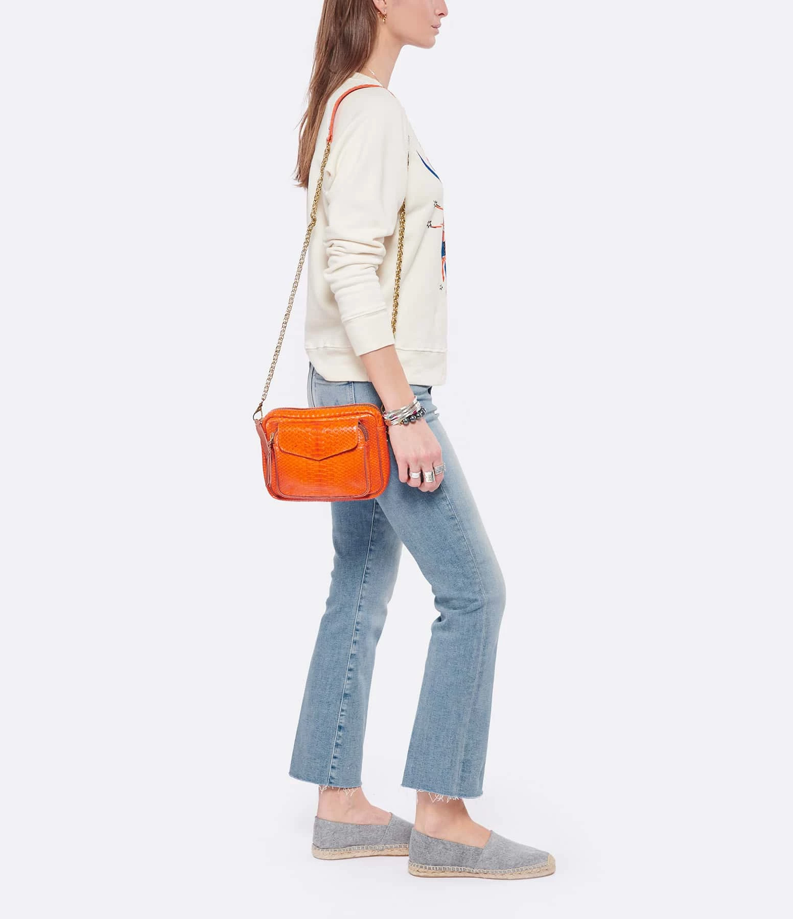 CLARIS VIROT Sac Charly Python Orange 8 CLARIS VIROT Sac Charly Python Orange – Image 6