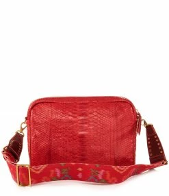 CLARIS VIROT Sac Jumbo Charly Bandoulière Python Lézard Rouge -jerome dreyfuss shop unnamed file 1974