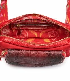 CLARIS VIROT Sac Jumbo Charly Bandoulière Python Lézard Rouge -jerome dreyfuss shop unnamed file 1975