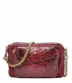 CLARIS VIROT Sac Charly Python Bordeaux Suédé