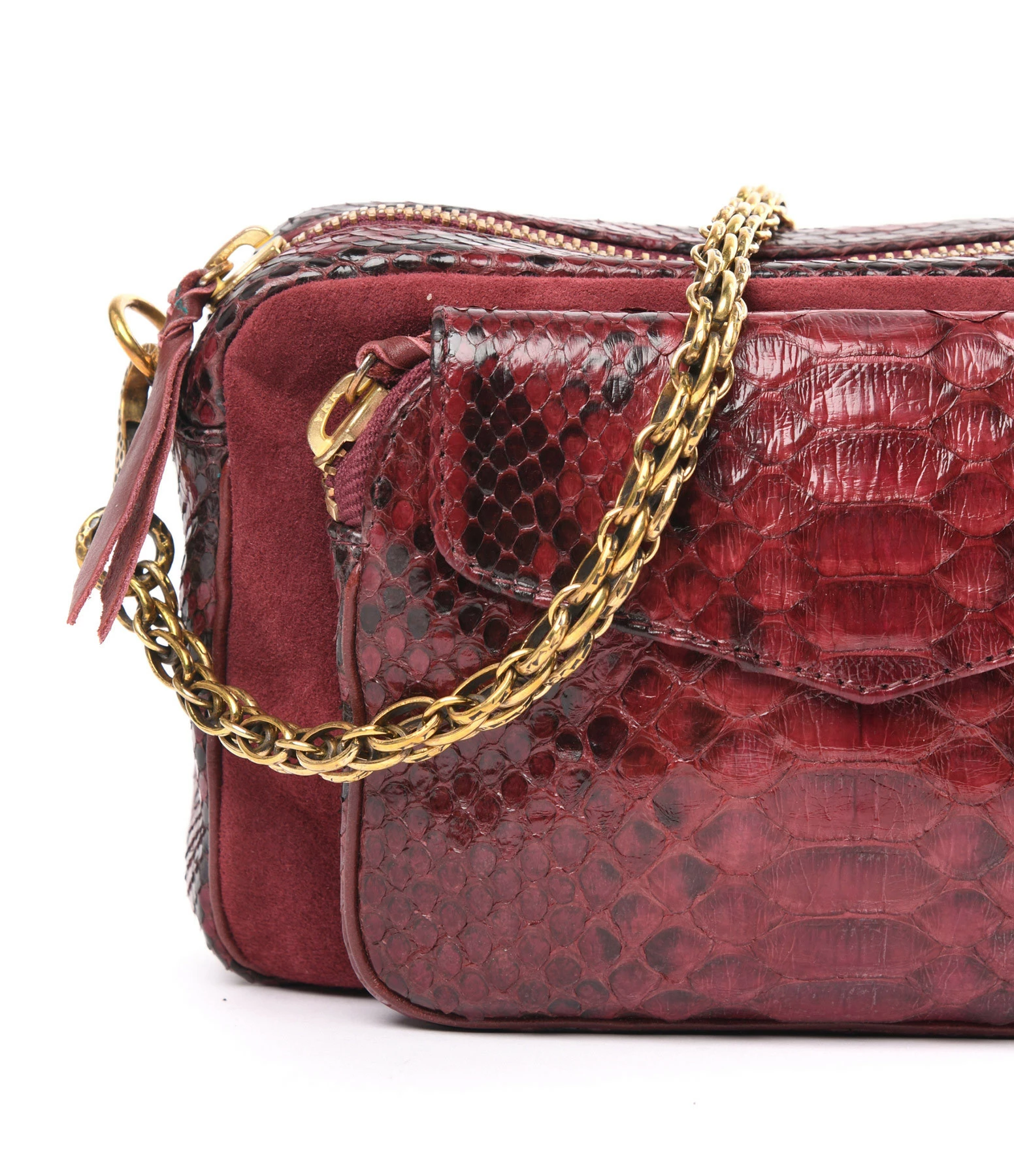 CLARIS VIROT Sac Charly Python Bordeaux Suédé 5 CLARIS VIROT Sac Charly Python Bordeaux Suédé – Image 3
