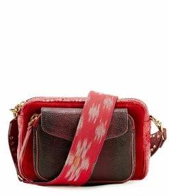 CLARIS VIROT Sac Charly Bandoulière Python Rouge