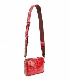 Alternative view of CLARIS VIROT Sac Charly Bandoulière Python Rouge