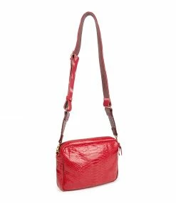 Alternative view of CLARIS VIROT Sac Big Charly Bandoulière Python Rouge
