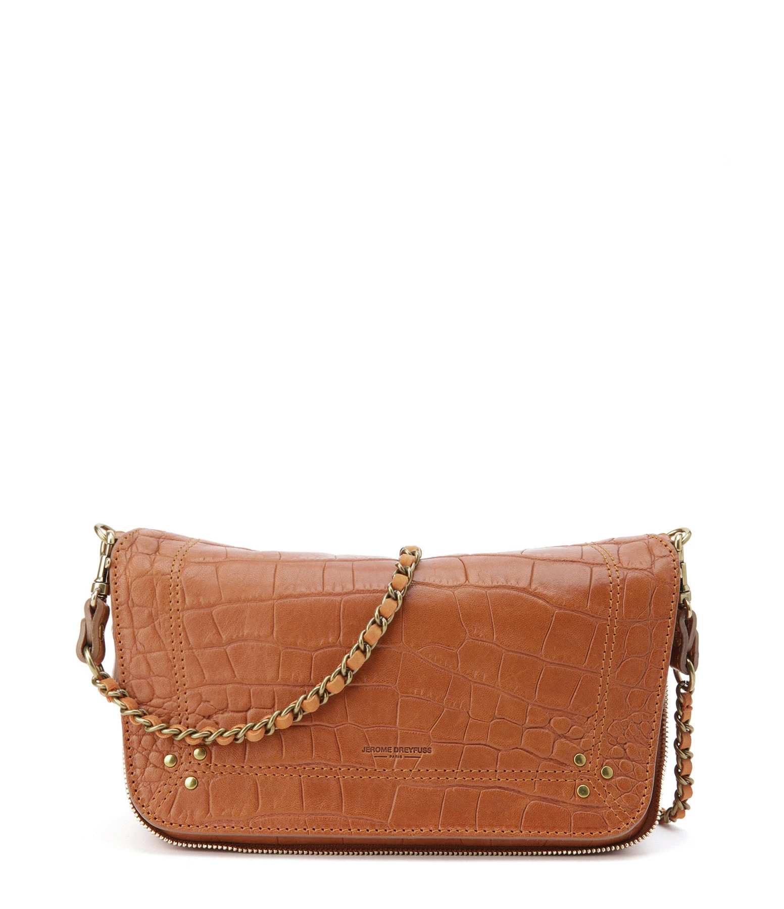 JEROME DREYFUSS Sac Bobi S Cuir Croco Whisky 3 JEROME DREYFUSS Sac Bobi S Cuir Croco Whisky