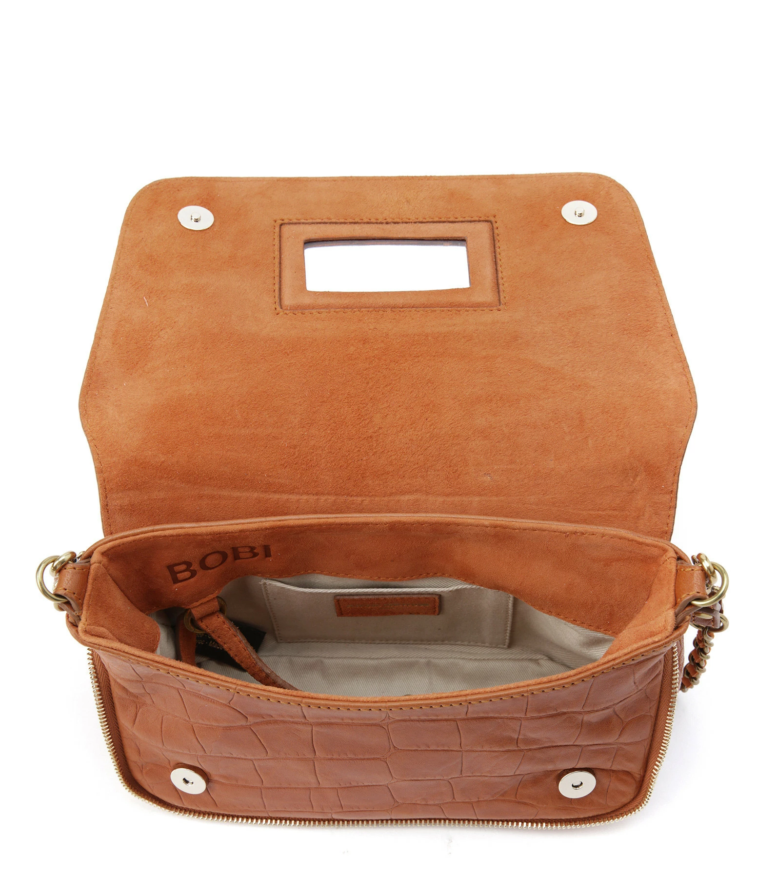 JEROME DREYFUSS Sac Bobi S Cuir Croco Whisky 5 JEROME DREYFUSS Sac Bobi S Cuir Croco Whisky – Image 3