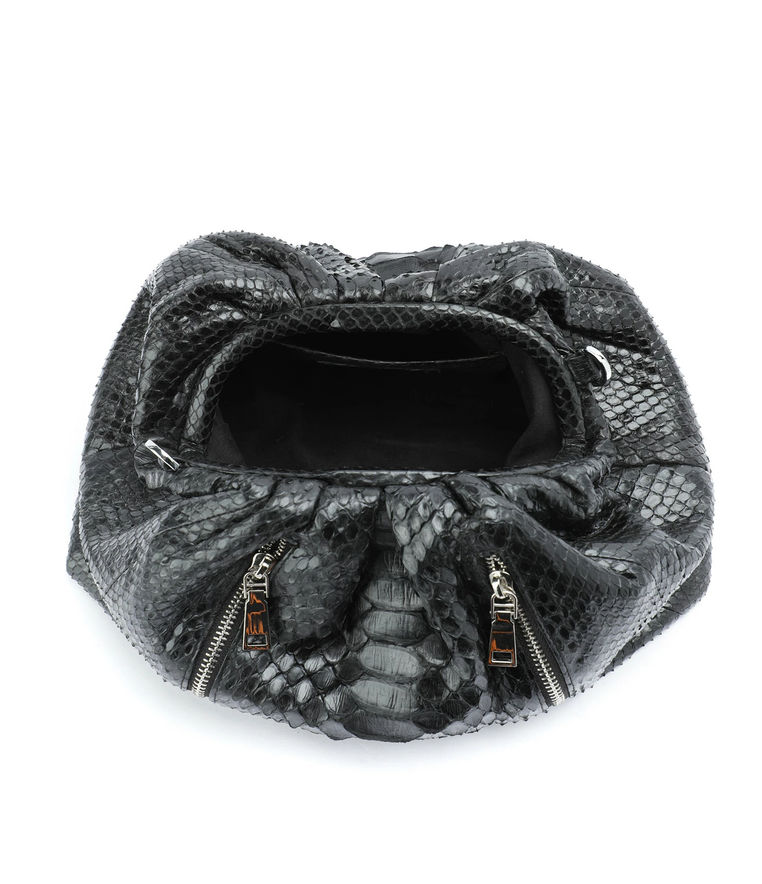 SISTA PARIS Sac Big Uniq Cuir Souple Python Zip Noir 5 SISTA PARIS Sac Big Uniq Cuir Souple Python Zip Noir – Image 3