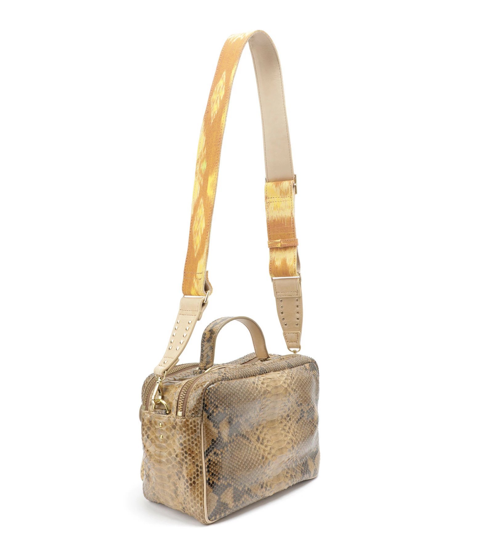 CLARIS VIROT Sac César Python Miel 4 CLARIS VIROT Sac César Python Miel – Image 2