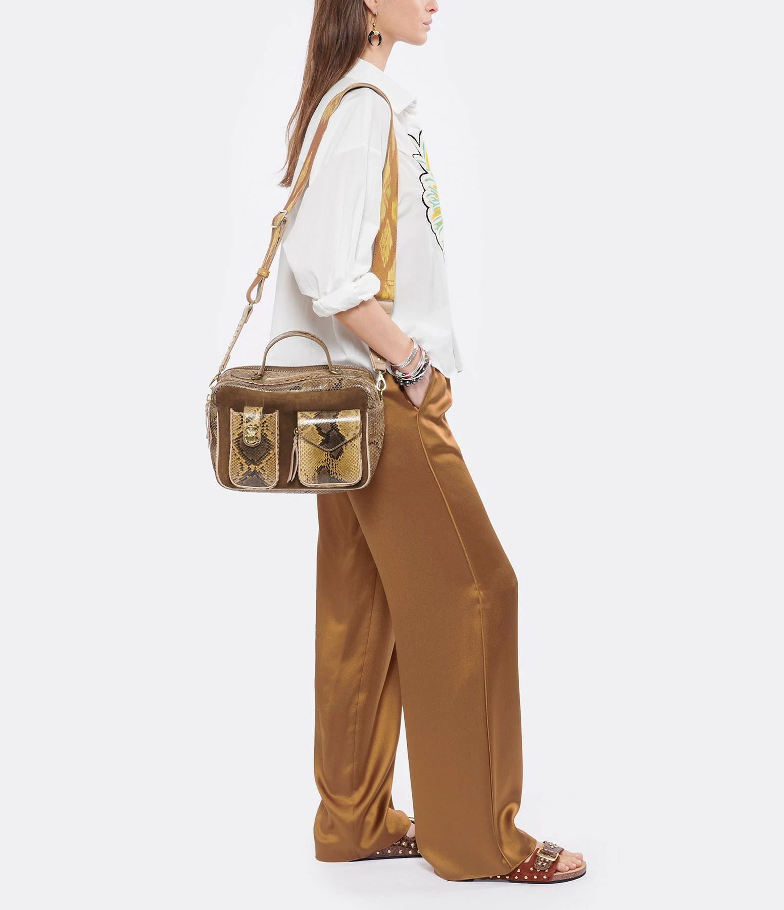 CLARIS VIROT Sac César Python Miel 8 CLARIS VIROT Sac César Python Miel – Image 6